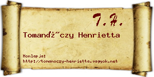 Tomanóczy Henrietta névjegykártya